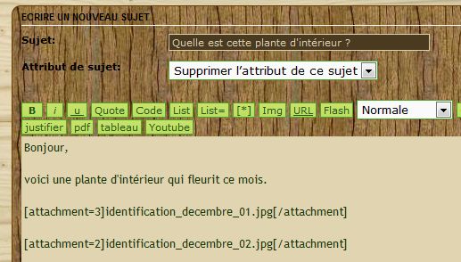 Voici la zone des attributs