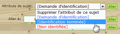 Sélectionner l'attribut correspondant à la nature du sujet. Demande / En cours / Identifié