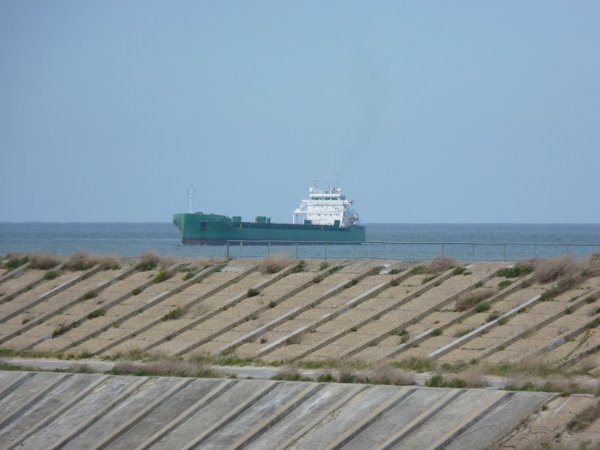 Cargo rentrant au port